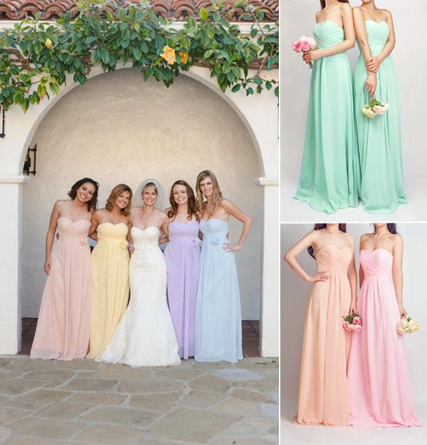 watercolor inspired mismatched bridesmaid dresses styles