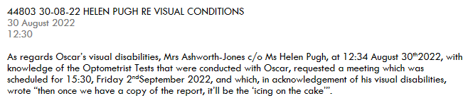 29-08-22 RESULTS OF OPTOMETRY & PROVISIONS TO SCHOOL VIA HELEN PUGH