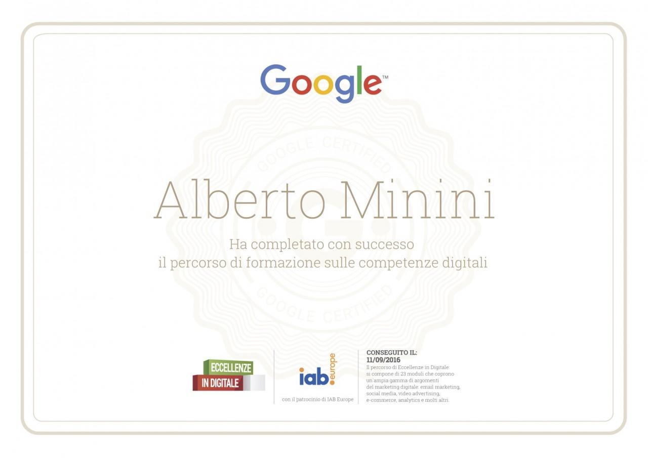 Eccellenze in Digitale - Certificato