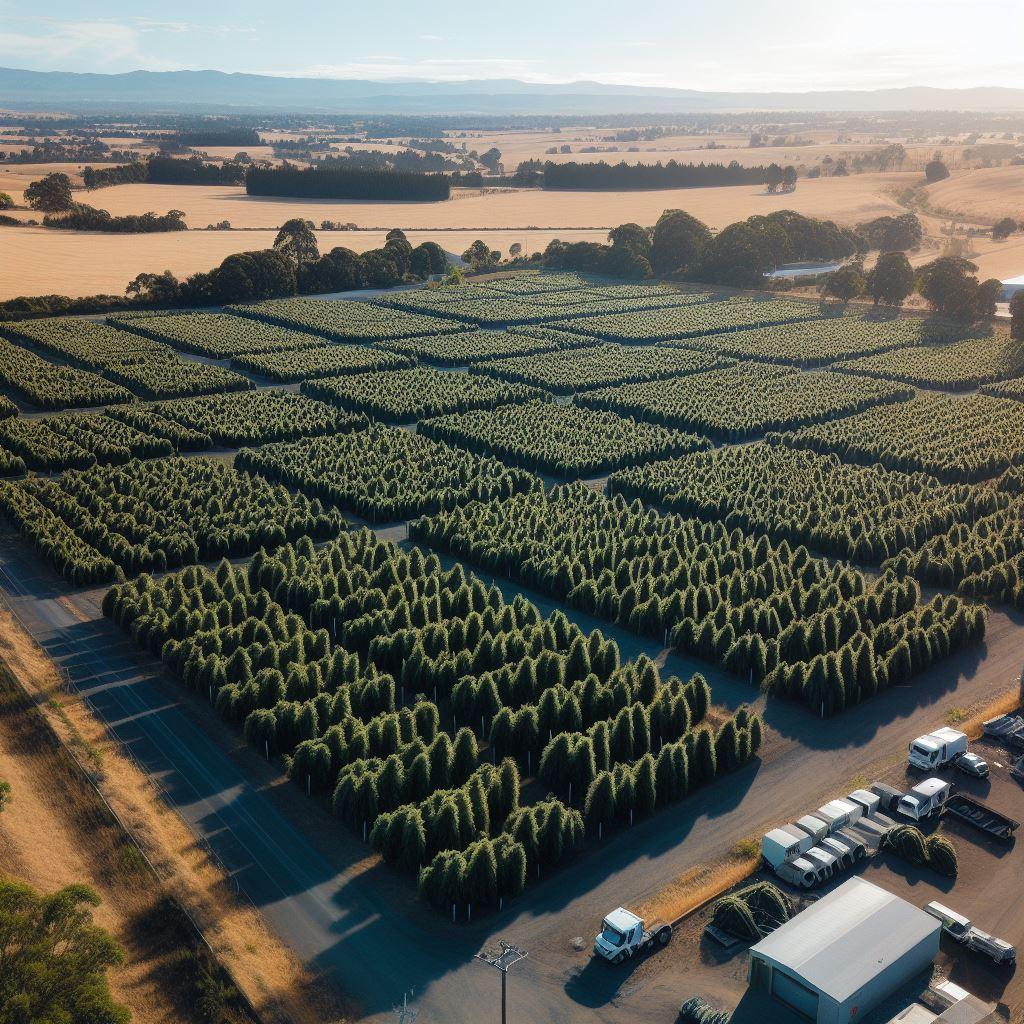 paddock fields full of cannabis aerial view