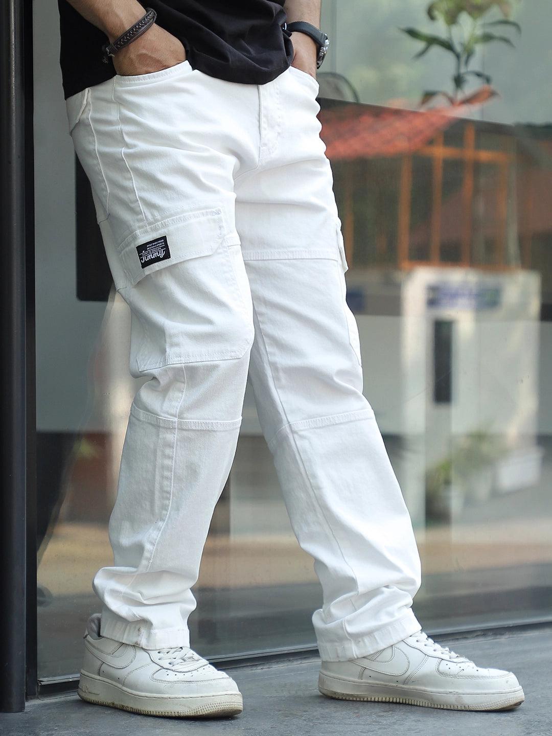 Terminator White Baggy Fit Denim Cargo