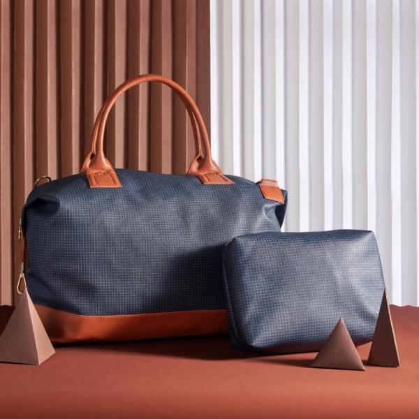 Blue Checkered Duffle Bag