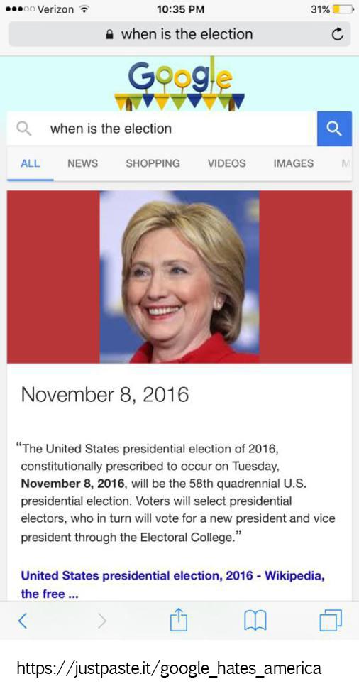 Google loves Hillary and hates Americans