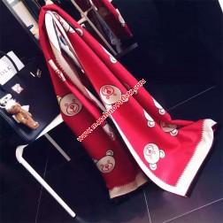 Moschino Teddy Bears Womens Long Wool Scarf Red/White