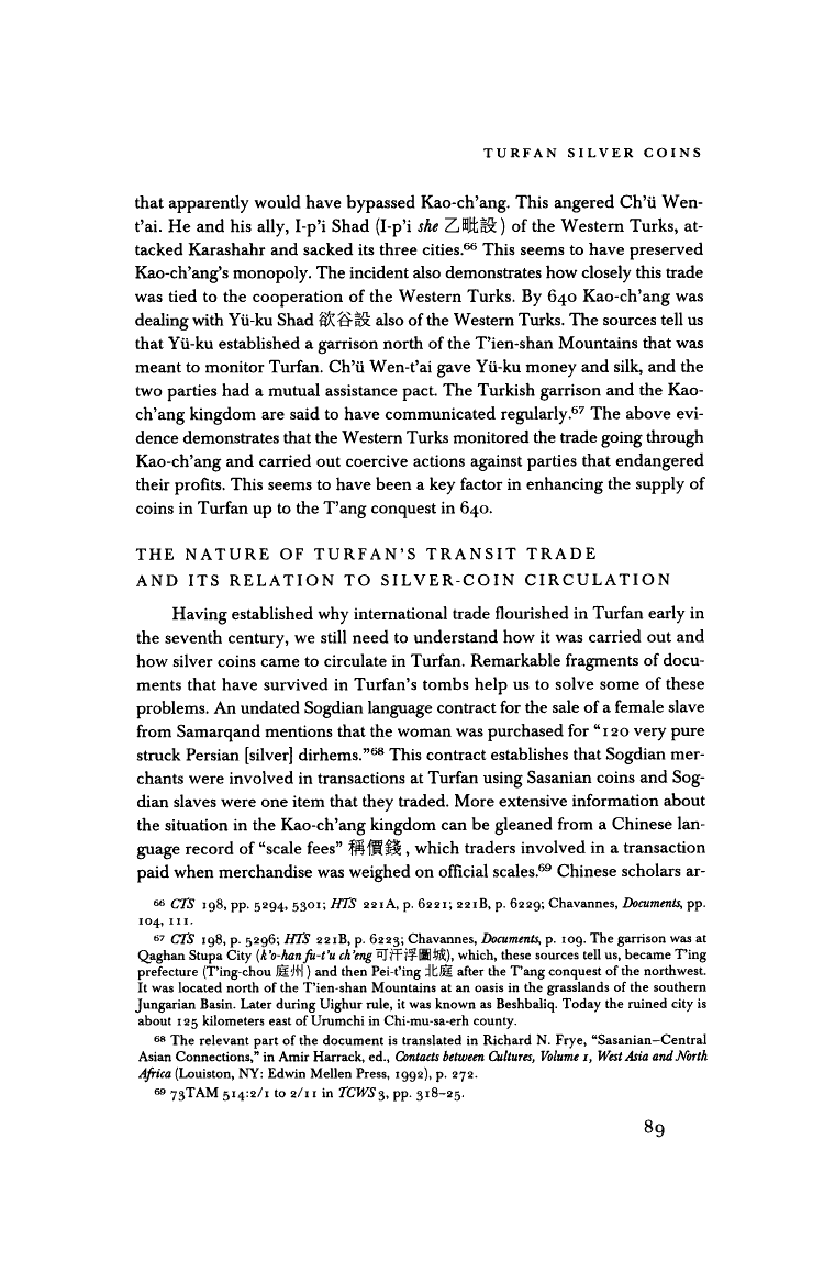 Page 89 of Sasanian and Arab-Sasanian Silver Coins from Turfan: Their Relationship to International Trade and the Local Economy