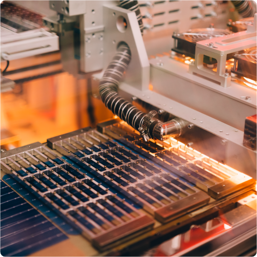 A solar panel being expertly manufactured in a high-quality production facility, showcasing the advanced technology behind solar systems in Adelaide and Australian-made solar panels.