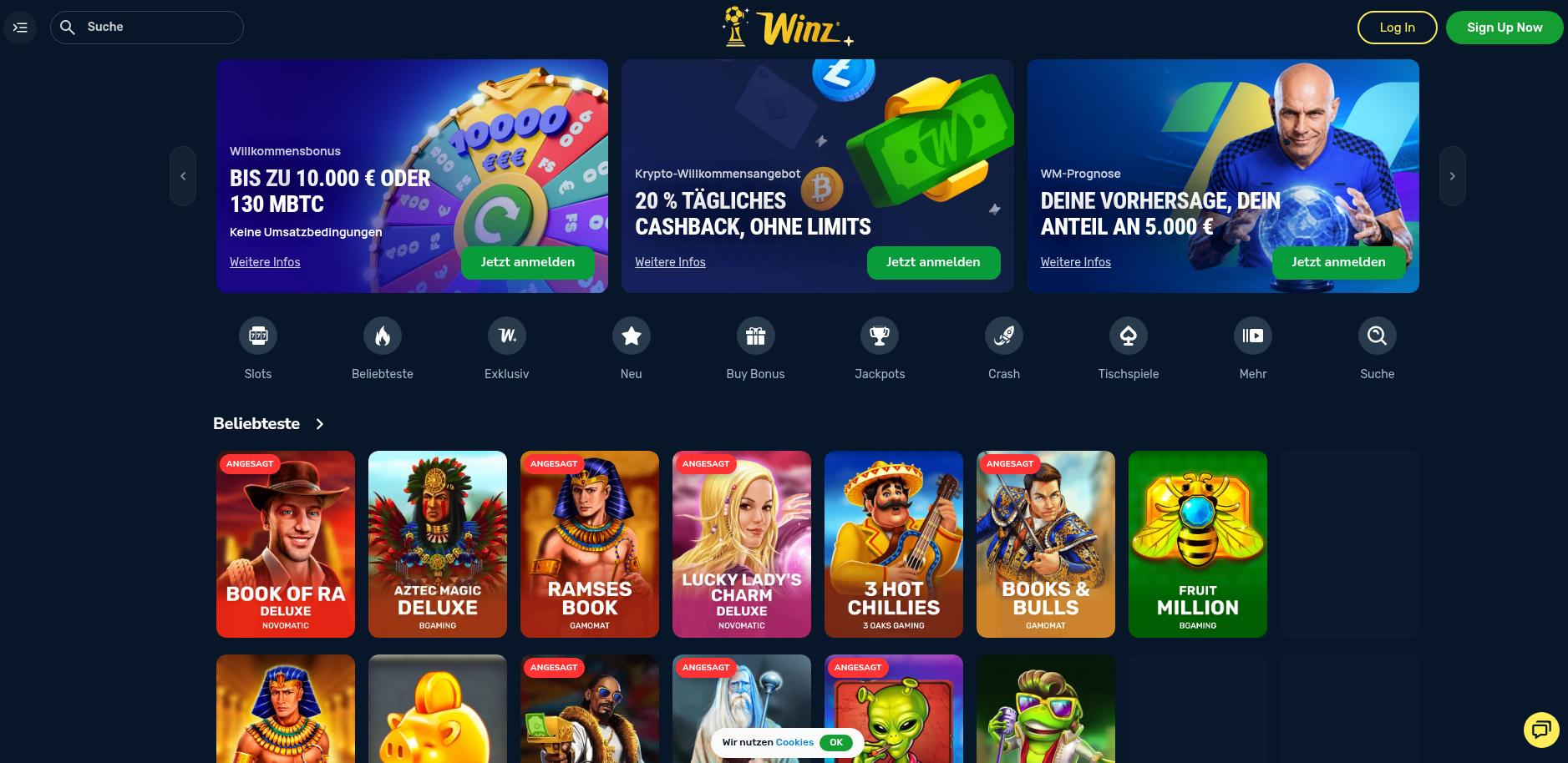 Die beliebtesten Slots im Winzz Casino