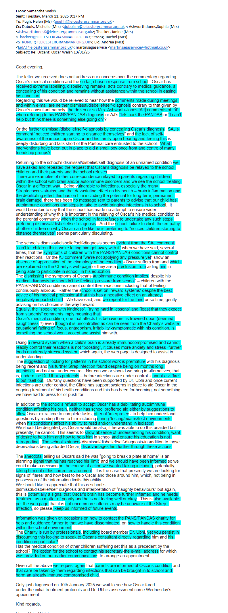 45727 11-03-25 to SAJ re THEIR harassment INCLUDING DISCRIMINATION, INEQUALITY