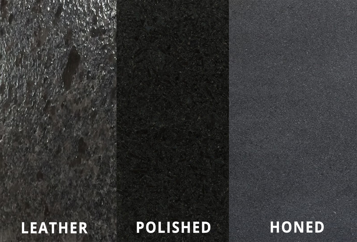 Black Leathered Slab Vs Honed vs Polished