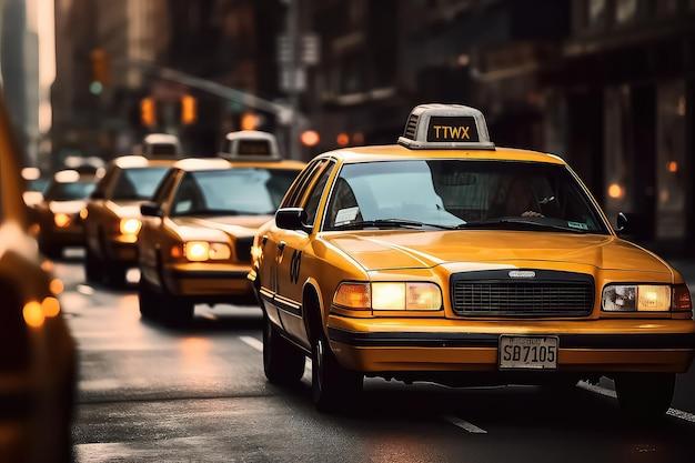 Yellow Taxi in Manhattan New York City in USA AI | Premium AI-generated image