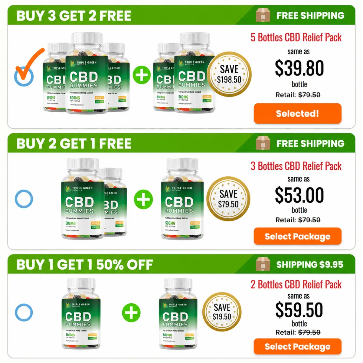 Triple Green Farms CBD Gummies | Daily Wellness Support Supplement