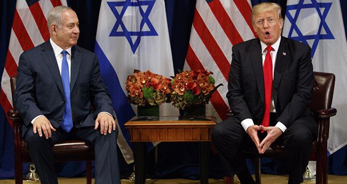 President Donald Trump speaks during a meeting with Israeli Prime Minister Benjamin Netanyahu at the Palace Hotel during the United Nations General Assembly, Monday, Sept. 18, 2017, in New York.