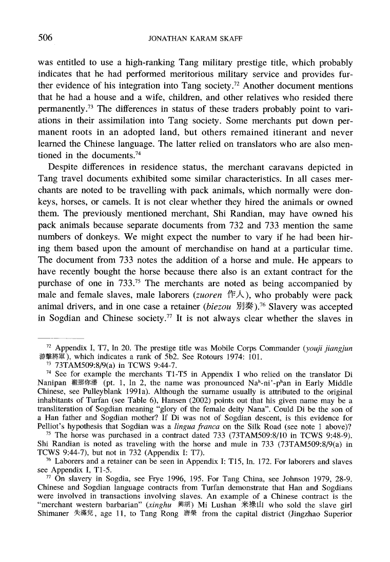 Page 506 of The Sogdian Trade Diaspora in East Turkestan during the Seventh and Eighth Centuries