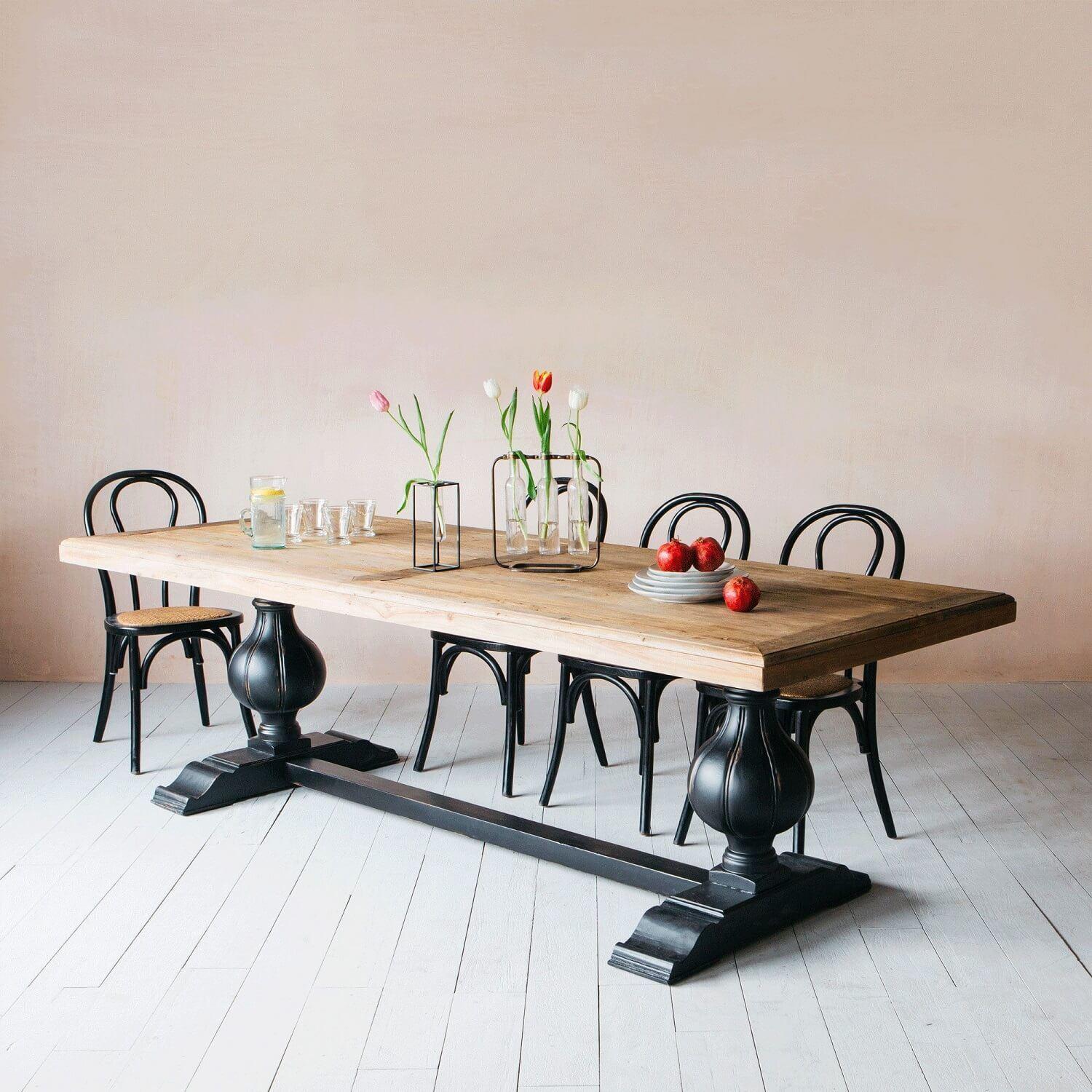 Bruel eight-seater dining table in mango wood with a rustic look.