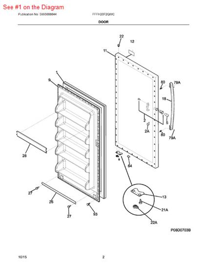 Picture of Frigidaire GASKET-DOOR - Part# 216522378