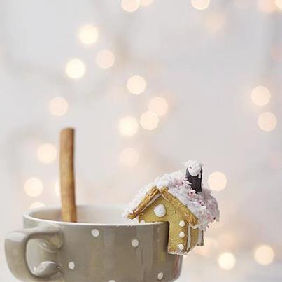 Photo: a tiny gingerbread house that perches on the edge of your mug Tutorial how to make this http://www.notmartha.org/archives/2009/12/18/a-gingerbread-house-that-perches-on-the-rim-of-your-mug/