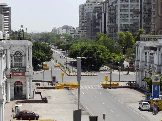 Connaught Place wears a deserted look during weekend lockdown in New Delhi (Photo: PTI)