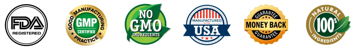 Axavive  badges fda registered gmp certified non gmo made in usa money back guarantee natural ingredients