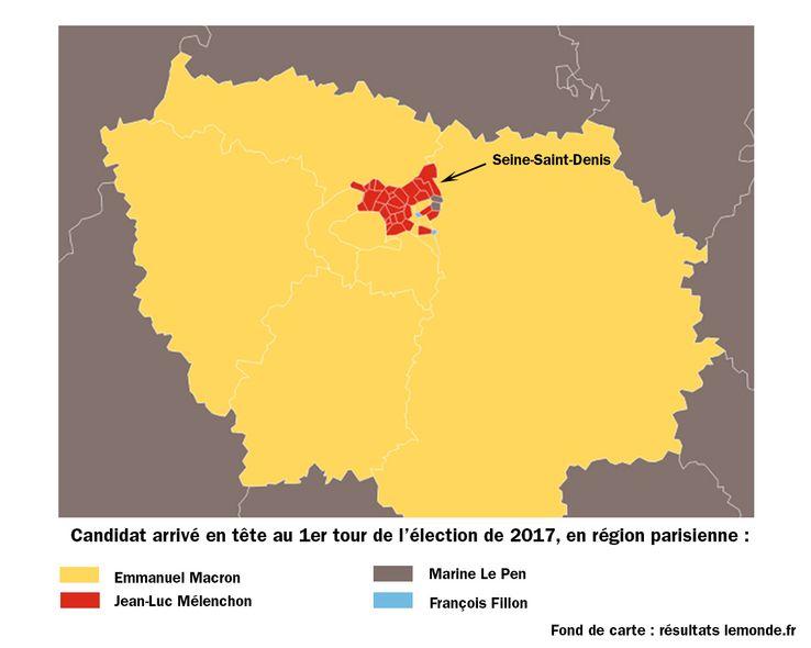Candidat arrivé en tête au 1er tour de l'élection présidentielle en région parisienne en 2017