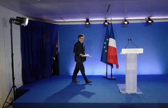 François Fillon au début de son intervention, depuis son QG de campagne.