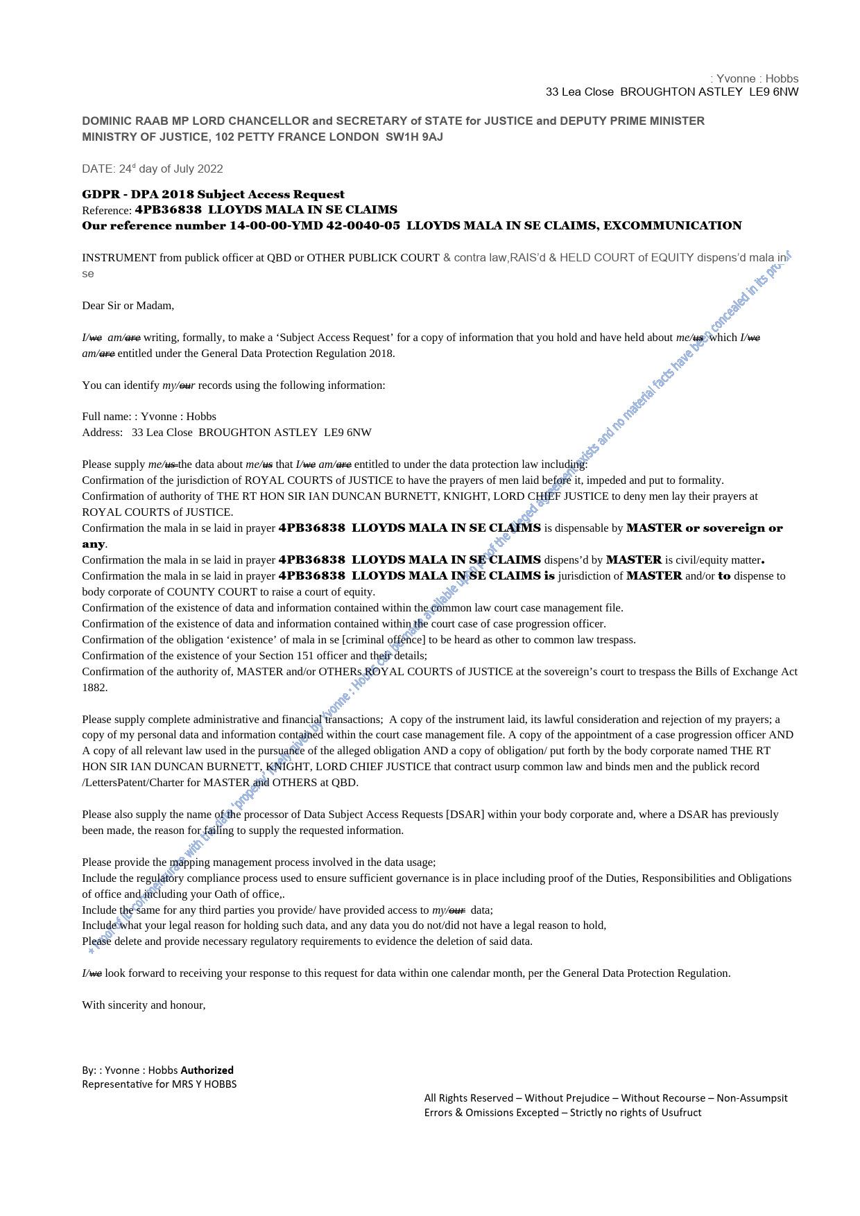 SAR 4PB36838 to DOM RAAB MoJ 24/JUL/22 1