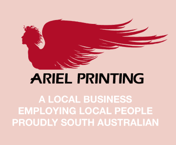 Ariel Printing logo featuring expert sticker printing Adelaide services, including custom stickers, label printers, and thermal printers.