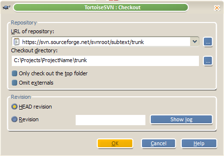 TortoiseSVN Checkout Dialog