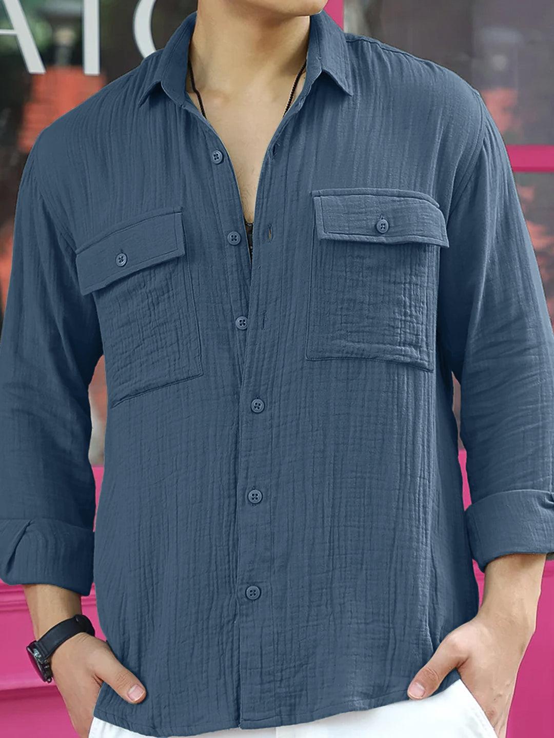 Vero Vibe Lucas Double Clothe Yale Blue Shirt