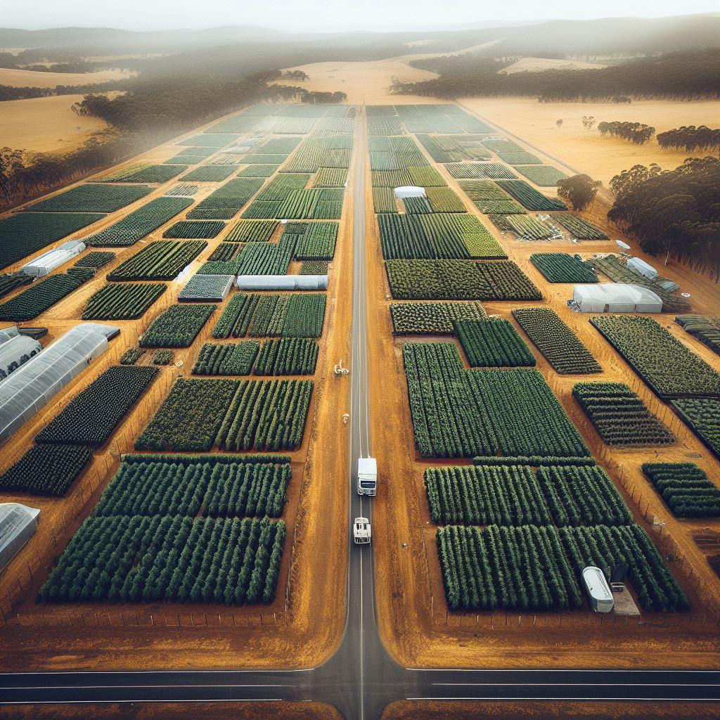 paddock fields full of cannabis aerial view