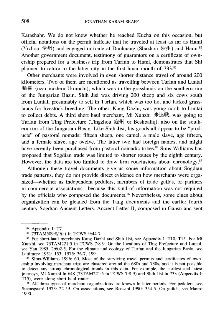 Page 508 of The Sogdian Trade Diaspora in East Turkestan during the Seventh and Eighth Centuries