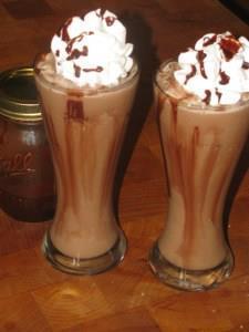 Photo: Blended Mocha Cappuccino- 122 calories ~Frisky  Compare this to a Mocha Frappuccino at Starbucks at 500 Calories.  Makes 2 large drinks-  1 cup Strong Black Coffee  1 cup Almond Milk  2 tbsp Greek Yogurt  4 tbsp Chocolate Syrup- plus more for drizzling over top  1 cup Ice  Organic Whipped Cream- optional and not included in nutrition below  In a blender combine all ingredients and give it a whirl until everything is incorporated and ice is smooth, about 1- 2 minutes. Pour into glasses and serve.  Each drink has:               Compare to Starbucks Mocha Frappuccino:  Calories: 122                    Calories: 500  Fat: 1                                   Fat: 17  Fiber: 2.5                           Fiber: 0  Protein: 7                          Protein: 1  Carbs: 26                           Carbs: 83  ~Frisky