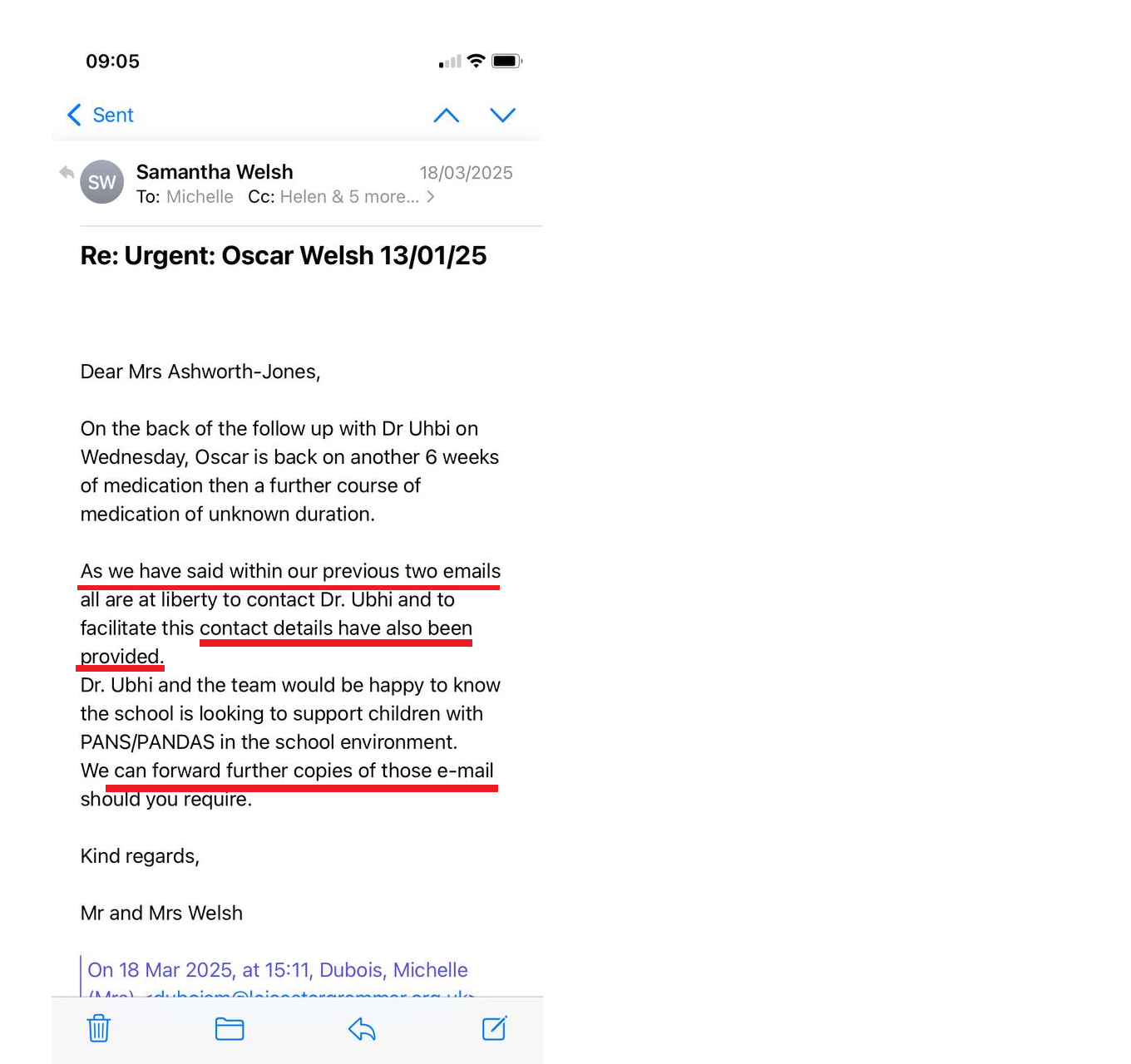 45734 16:34 18-03-25 OUR LETTER RE YET ANOTHER PUSH FOR ACCESS TO O'S MEDICAL RECORDS