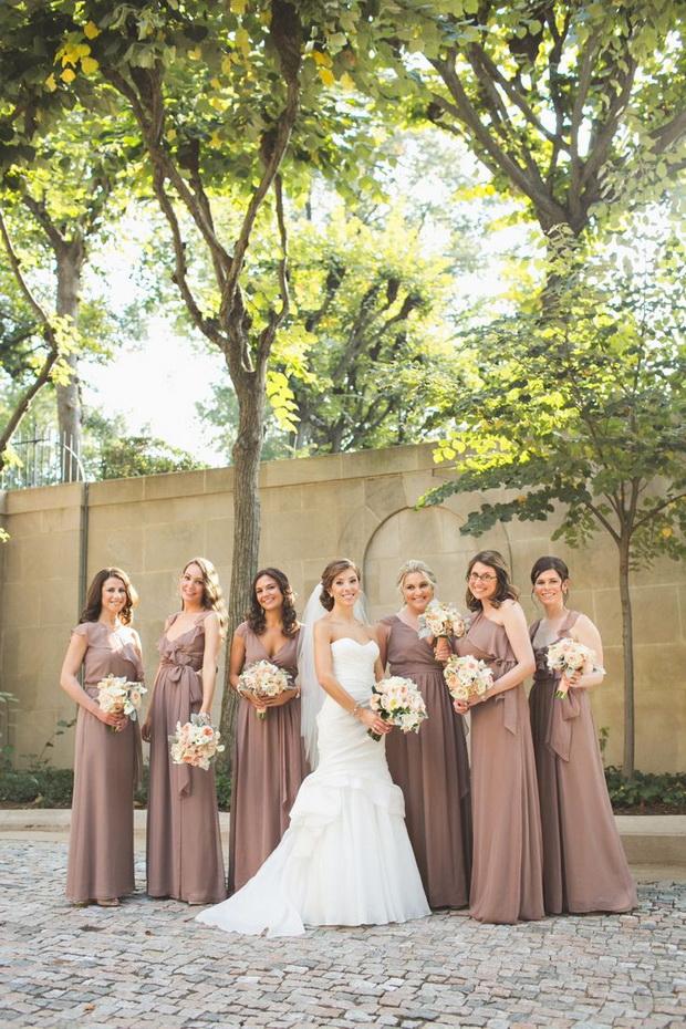 elegant long brown mismatched bridesmaid gowns for wedding 2015