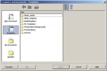 Figure 7: OpenOffice Templates window