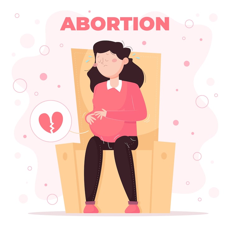 Hand drawn flat design abortion illustration