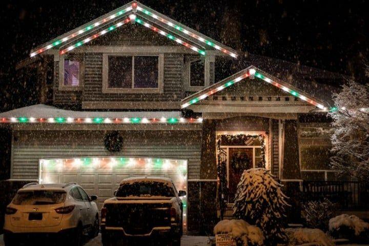 Local Christmas light installation team at work