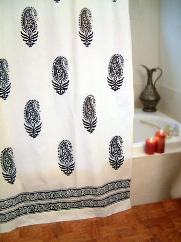 Paisley Au Lait ~ Modern Designer Black & White Shower Curtain