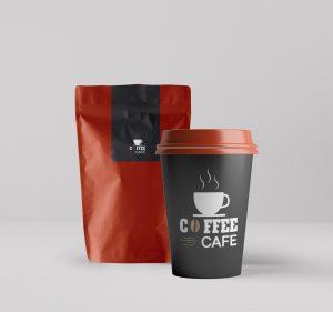 Free Coffee Packaging and Paper Cup Mockup