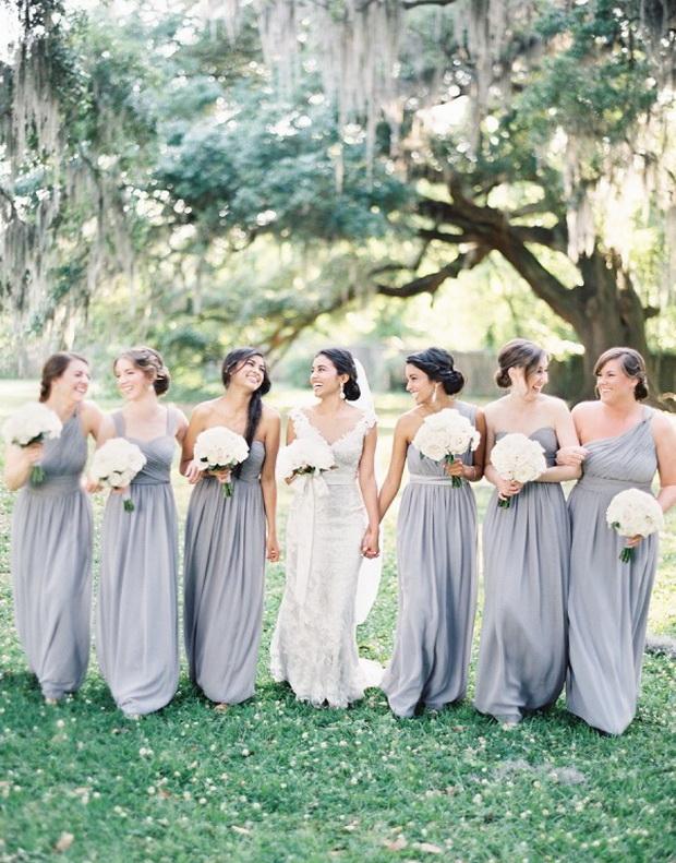 mismatched dusty blue long bridesmaid dresses styles