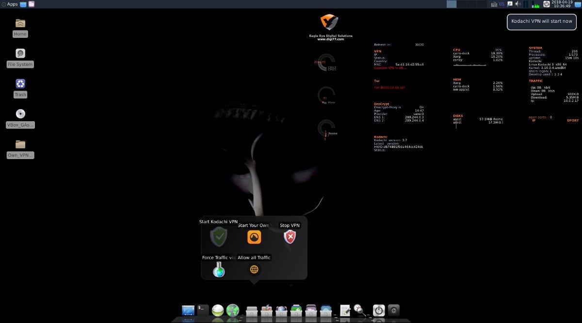 Запуск Kodachi VPN