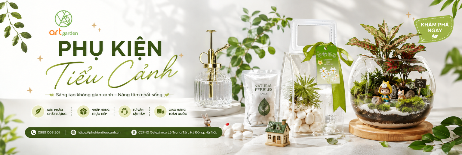 Có thể là hình ảnh về ‎văn bản cho biết '‎art garden PHỤ KIỆN Tiểu Cảnh Sáng không gian xanh Năng ấm chất KHÁM PHÁ NGAY 神母品念 CHÁTLƯỢNG MИAPИHC PHÀNG و 088 00B NATURAI PERBLES PEBBLES ESBLES TẶNTÂM GIAO TOAN httpalph.jkiksnteuanhvn O COL Trọng อ0ก. NOi‎'‎