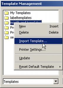 Figure 3: Choosing to import the template