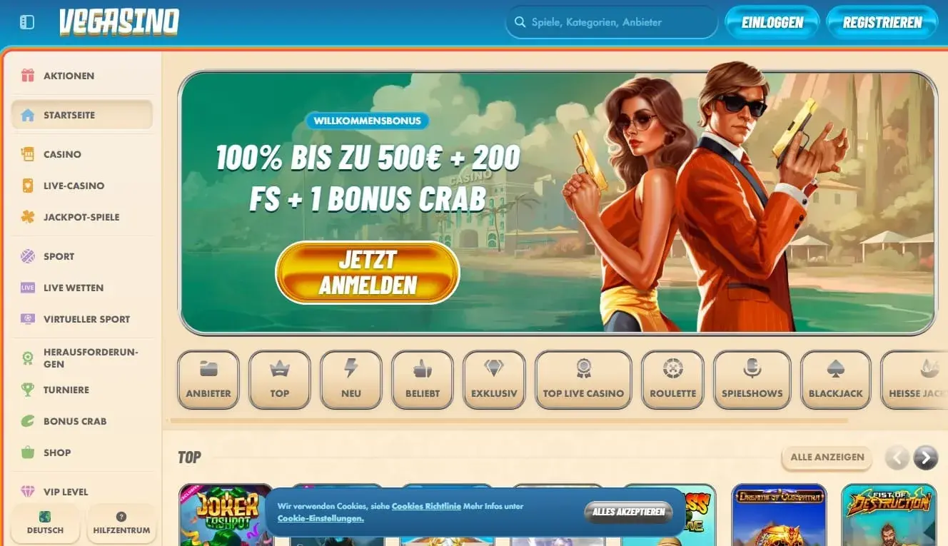 Vegasino Casino: Ein Blick auf die Spielbibliothek