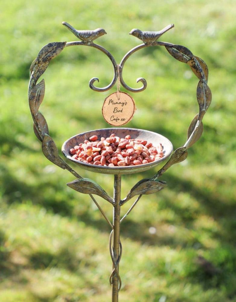 Personalised Heart Bird Dish on Stand