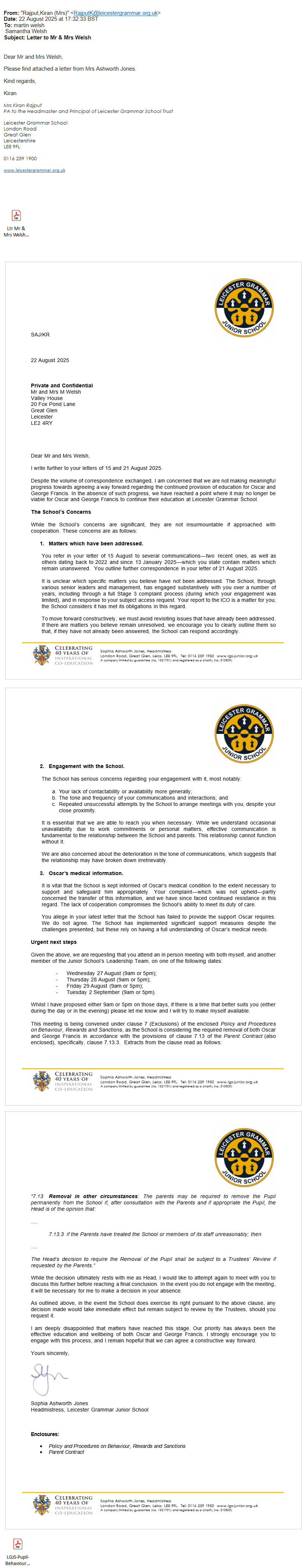 45887 22/08/25 17:32 fro SAJ LGJS removal re