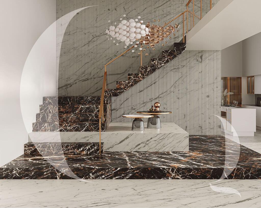 Modern foyer entrance design from the The Quarry Curated Marble