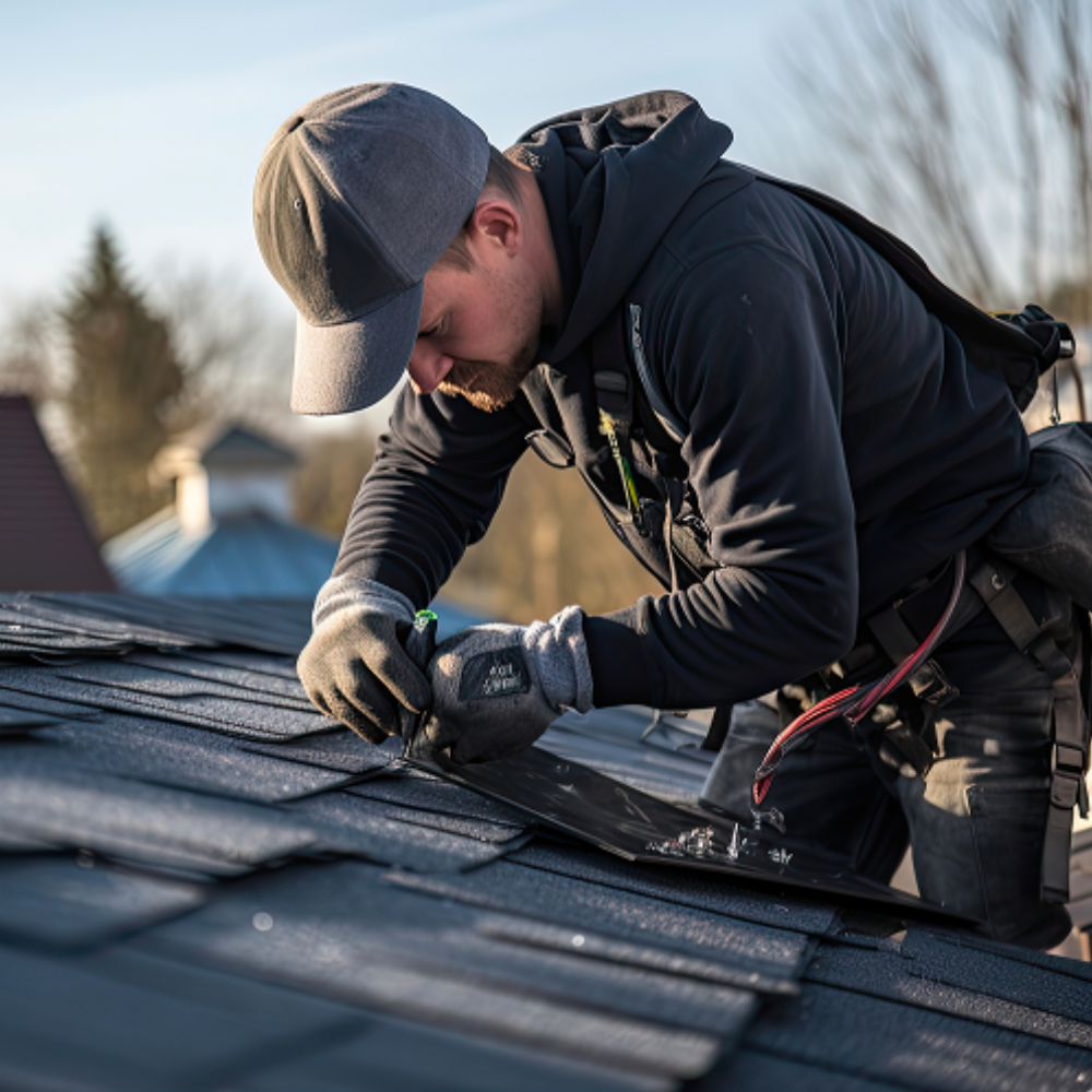 Home solar installation panels being mounted on Oklahoma rooftop