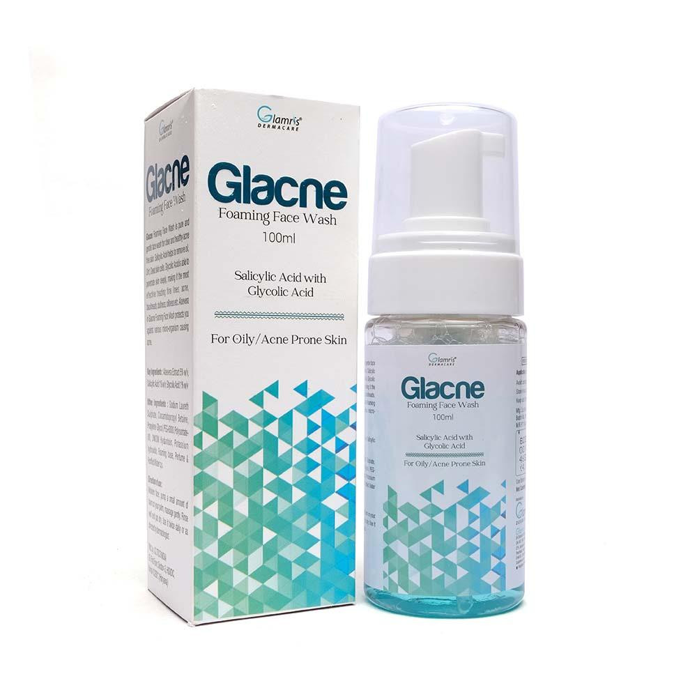 Glycolic Acid 1%w/v + Salicylic Acid 1%w/v + Lactic Acid 1% + Aloe Vera Extract 5% w/v + Vitamin-E Acetate 0.5% FOAMING FACE WASH
