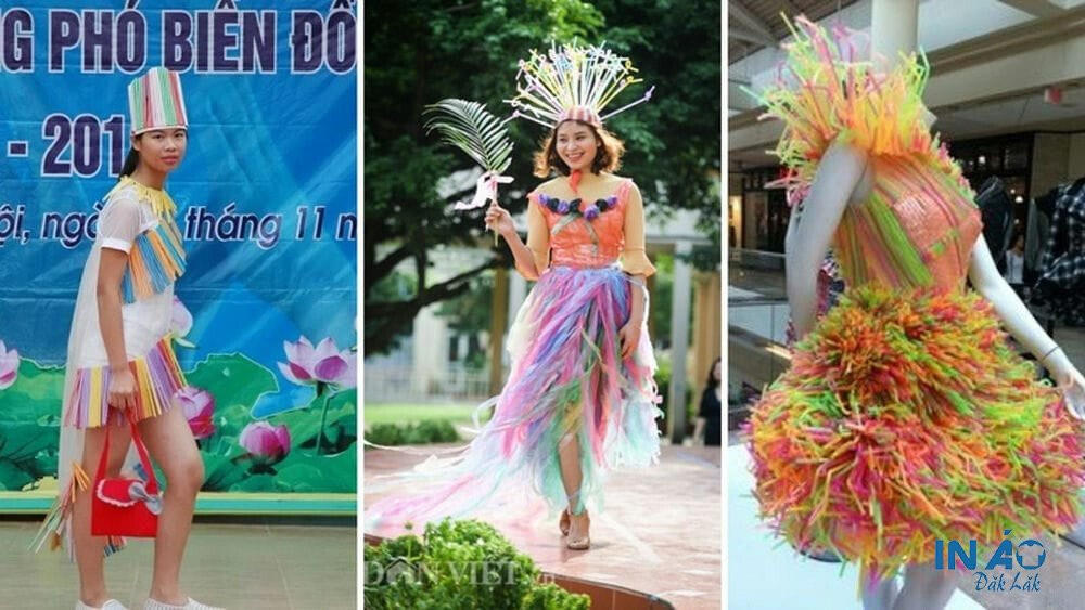 Trang phục tái chế bằng ống hút