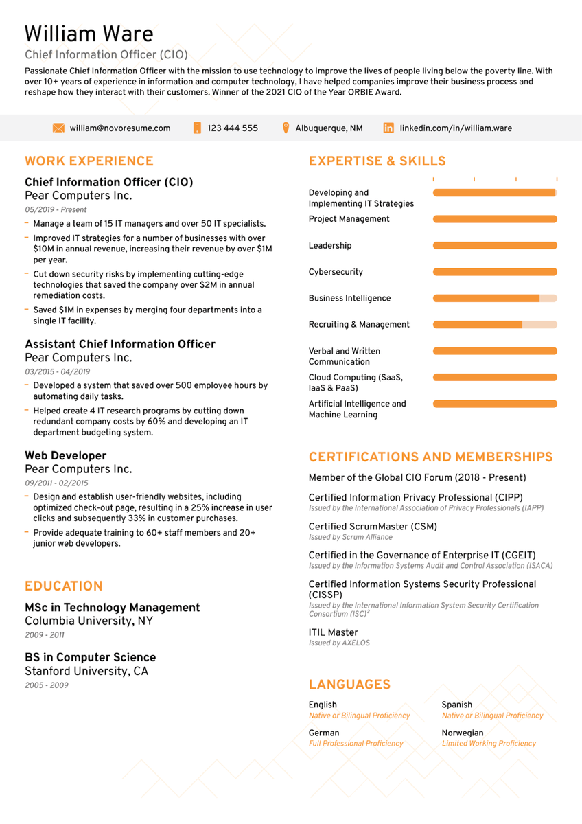 choronlogical resume format